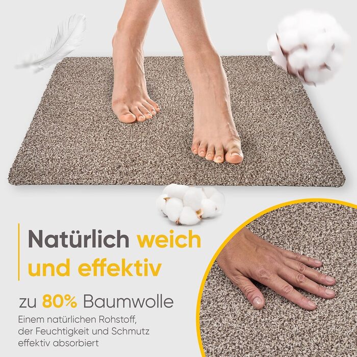 Килимок Entrando 40x60 см - бавовна, антиковзаючі, для дому та вулиці - під двері, терасу, балкон (Бежевий)