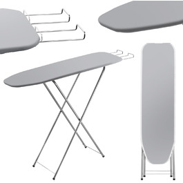 Прасувальна дошка KADAX з полицею, 104x30 см, з підставкою для праски, компактна станція для прасування з підкладкою з піни (Сірий)