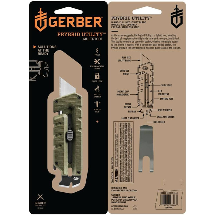 Мультитул Gerber Prybrid-Utility G10 з 8 функціями, нержавіюча сталь