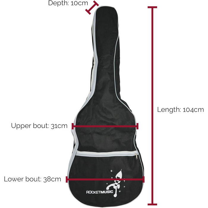 Чохол для гітари 3rd Avenue Seria Rocket, 100 см, 4/4, з плечовими ременями та кишенею