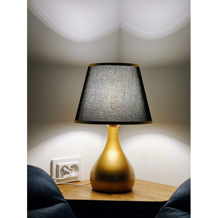 Сенсорна настільна нічна лампа з абажуром, LED, золотиста