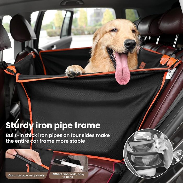 Pecute Dog Car Seat - Reinforced & Secure Dog Seat for Medium & Large Dogs - Adjustable Straps & Stable Car Dog Crate for Rear Seat (L)
