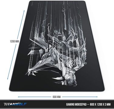 Ігровий килимок для миші Titanwolf XXXL (1200x600 мм) з принтом — великий килимок для миші та клавіатури, підвищення точності та швидкості