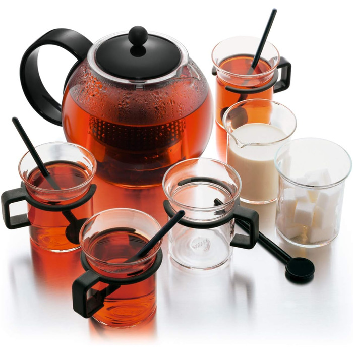 Bodum 1844-01 Чайник для заварювання чаю Ассам (сітовий фільтр, кришка з пластику, 1,0 літра) чорний