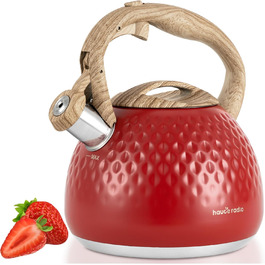 Чайник для заварювання Teekessel 2,7 л з емальованим покриттям зеленого кольору з імітацією дерева, з носиком, з нержавіючої сталі, антипригарний, з термостійкою ручкою оливкового кольору (Класичний червоний)