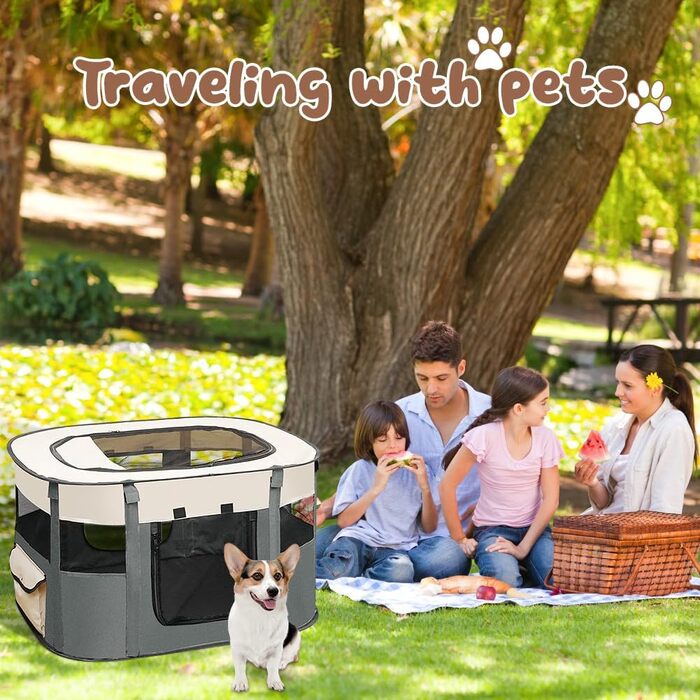 Клітка-забіг для цуценят та собак, складана, сірого кольору, 70x55x40 см