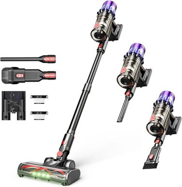 Bergexpertе Orizom: Бездротовий пилосос з автоматичним визначенням забруднення, 60 хв роботи, для килимів, твердих підлог та шерсті тварин, 550 Вт (фіолетовий)