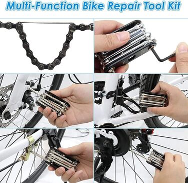 Набір інструментів для велосипеда WOTOW 16 в 1 - багатофункціональний велосипедний інструмент, комплект для ремонту велосипеда в дорозі, складаний інструмент для професійного ремонту велосипеда, мультитул для їзди на велосипеді на відкритому повітрі