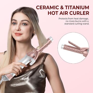 Airstyler 6 в 1: Фен-щітка, плойка, іонний фен, набір для укладання волосся 1000W, білий. Ідеальний подарунок для жінок