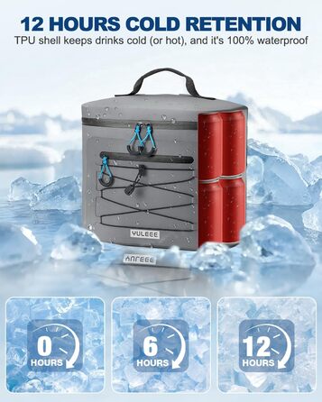 Термосумка-холодильник 15/24L, водовідштовхуюча, для пікніків, пляжу, кемпінгу, офісу, транспортування продуктів, сіра