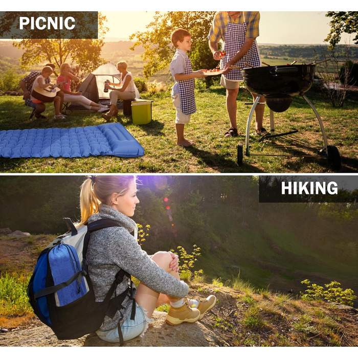 Каремат самонадувний Zhiwei Isomatte для кемпінгу та відпочинку на природі. Ultraleicht, товстий, з помпою та подушкою. Підходить для намету, трекінгу, пляжу, подорожей та хати.