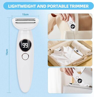 Електричний жіночий триммер 5-в-1 для тіла та бікіні, водонепроникний IPX7, білий