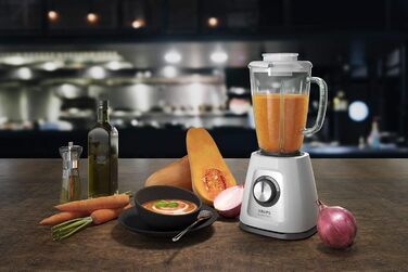 Krups KB4351 Blendforce+ Stand Mixer | 800 W | 1.75L Heat-Resistant Glass Jar | 6 Blades with Powelix | 2 Speeds + Pulse | Ice Crush Function | Smart Lock Technology | White Plastic