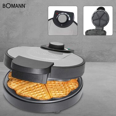 Вафельниця у формі серця з антипригарним покриттям - Вафельниця Starke 1000W з захистом від перегріву та індикатором готовності з нержавіючої сталі