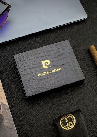 Чоловічий гаманець Pierre Cardin зі шкіри натуральної з RFID захистом, чорний, сертифікат Q1