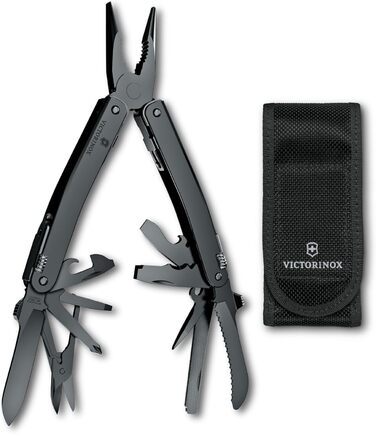 Мультитул Victorinox Swiss Tool Spirit MXBS: 24 функції, з плоскогубцями, викрутками, відкривачкою для консервів, чорний, з нейлоновою сумкою