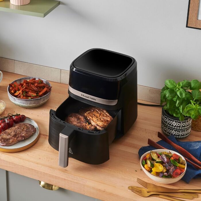 Russell Hobbs Rapid Air Fryer 4.3L - Quiet & Compact Air Fryer with 9 Programs, Touchscreen, Grill, Bake & Fry