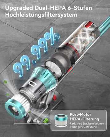 Бездротовий акумуляторний пилосос YU7 580W з потужністю всмоктування 47000Pa, час роботи до 70 хвилин, сенсорний екран, для килимів, шерсті тварин, твердих поверхонь