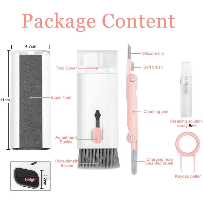 Набір для чищення клавіатури та гаджетів 7 в 1: клавіатура, екран, камера, ноутбук, телефон