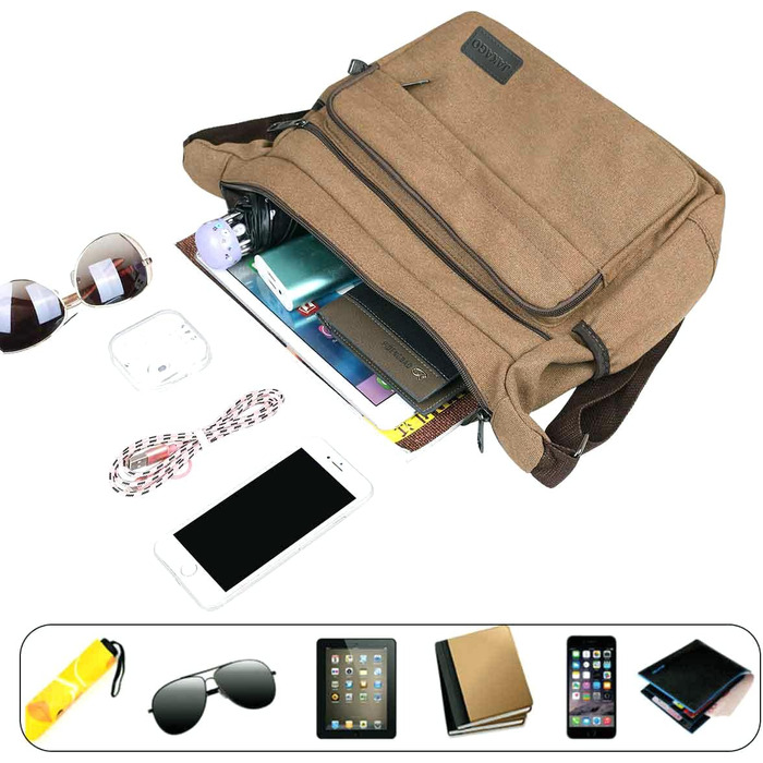 Чоловіча водонепроникна сумка через плече Jakago з тканини, сумка для роботи, подорожей, відпочинку, повсякденного використання, коричнева