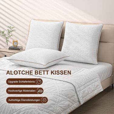 ALOTCHE Pillow 80 x 80 cm, Set of 2 Pillows with Zip, Microfibre Filling Pillow with Removable Bamboo Fibre Cover, Washable Soft Pillows for Bed, Sofa Cushion and Decorative Cushion for Couch or Bed