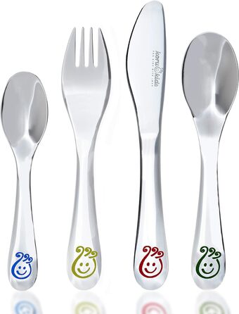 Набір дитячого столового прибору Koru Kids® Kinderbesteck (4 шт.) з нержавіючої сталі, для дітей від 3 років