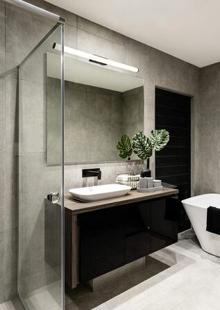 Lightling LED Wall Light, Bathroom Light, Mirror Light Leo, Protection Class IP44, in matte black metal, 80.4 x 5.5 x 8.5 cm