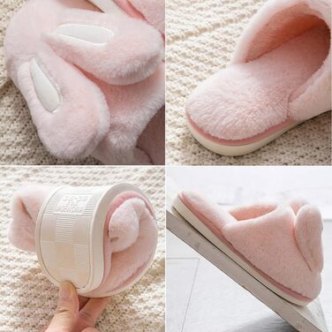 Тапочки-зайчики для жінок та чоловіків, м'які пухнасті тапочки з антиковзким покриттям, світло-сірий колір, розмір 40/41 EU