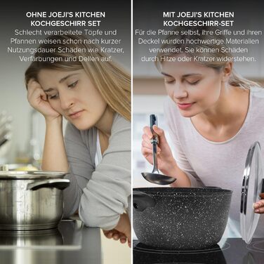 Набір сковорідок Joeji's Kitchen 3 шт. для індукції, антипригарні сковороди, набір для смаження, підходить для індукційних плит
