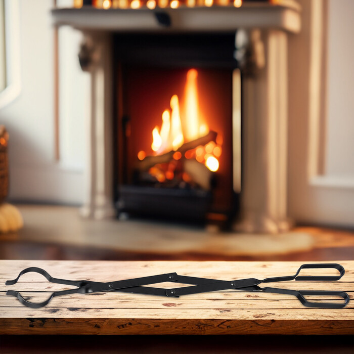Relaxdays Long Steel Fireplace Tongs