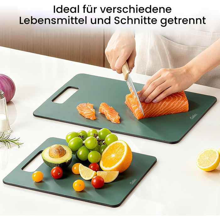 Набір дерев'яних обробних дощок 2 шт., стійкі до миття в посудомийній машині, високої щільності, нетоксичні, без BPA, з антиковзними ніжками, безпечні для ножів – ідеально для кухні та як подарунок (зелені)