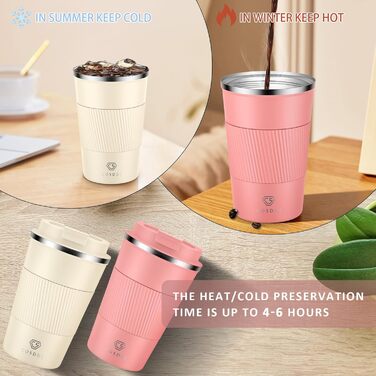 Термокружка CS COSDDI з нержавіючої сталі, 380мл, з кришкою, для кави, води та чаю, подвійні стінки, витривала, 1 шт.