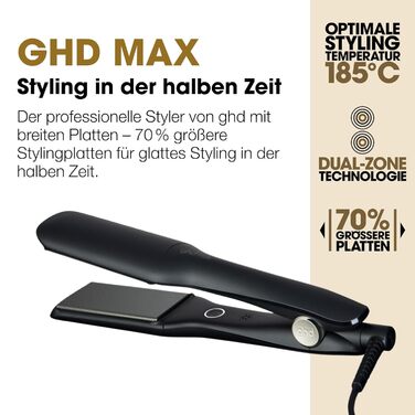 Випрямляч для волосся ghd Max Black - для довгого, товстого та кучерявого волосся