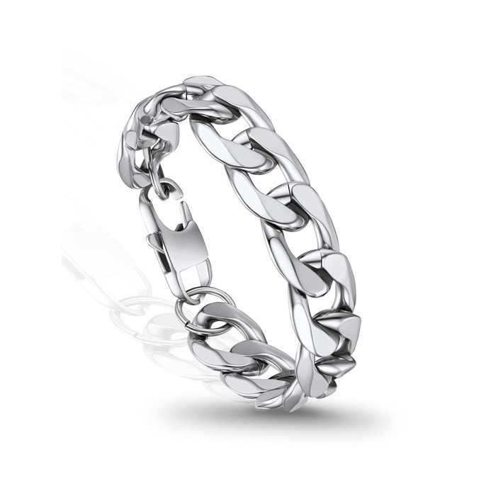 Чоловічий браслет-ланцюг PROSTEEL з нержавіючої сталі, класичний панцирний стиль, сріблястий (23 см, ширина 13 мм)
