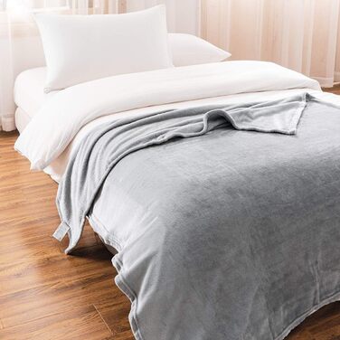 Плед KEPLIN Luxuriöse Flanelldecke: великий м'який плед з мікрофібри, 150 x Queen, сріблясто-сірий