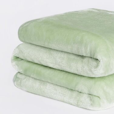 Плед DREAMSCENE з штучного хутра, флісу, м'який, теплий, великий, для ліжка (125 x 150 см, світло-зелений)