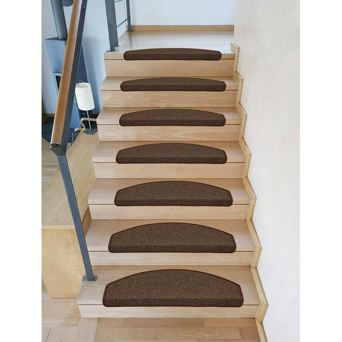Kettelservice-Metzker Stair Treads/Step Mats in a 15-Piece Value Pack, Semi-Circular, Coffee Brown, Coffee Brown, Semi-Circular, 15 Pieces