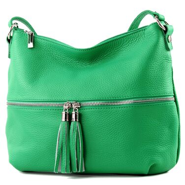 Сумка жіноча шкіряна через плече Modamoda T159, ручної роботи, Італія (Листяний зелений)