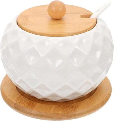 Керамичні банки для спецій, цукру та солі з бамбуковими кришками та ложками - набір для кухні