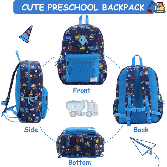 Дитячий рюкзак для школи Kinderrucksack (6-8 років) - водонепроникний, 13 літрів, 29x12x38 см (Automobil)