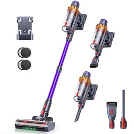 Бездротовий акумуляторний пилосос 550W, 45KPA, для дому, 60 хв роботи, з док-станцією, автоматичний режим, знімна батарея, сенсорний екран