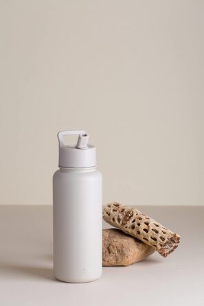 Simple Modern Trinkflasche mit Strohhalm und Chug-Deckel | Stainless Steel Insulated Water Bottle with Straw and Chug Lid for Sports and Gym | Summit | 950ml | Almond Birch