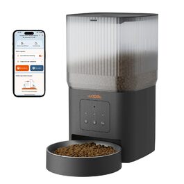 Автоматичний годівниця для котів та собак WOPET 4L з Wi-Fi, керування через додаток, програмування порцій, повільне годування, запис голосу, чорний