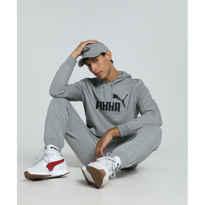Чоловіча толстовка Puma ESS No. 1 Logo Hoodie з капюшоном, сіра (Medium Gray Heather), розмір XL