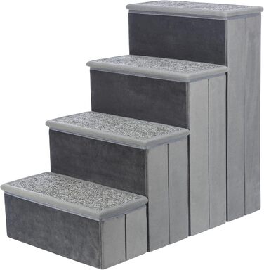 Сходинка для собак TRIXIE з велюром, 4 сходинки, для ліжка та дивану, складна, з додатковим місцем для зберігання, сіра