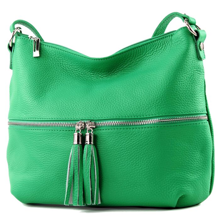 Сумка жіноча шкіряна через плече Modamoda T159, ручної роботи, Італія (Листяний зелений)