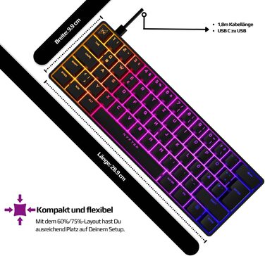 Механічна ігрова клавіатура Nyfter NYFBOARD GEN2 60% Black - Gateron Yellow, Hot-Swappable, RGB, ISO DE Layout