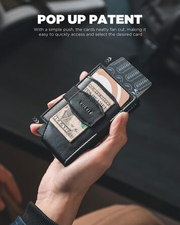 Чоловічий шкіряний картхолдер VULKIT з RFID захистом та вікном для документів, чорний