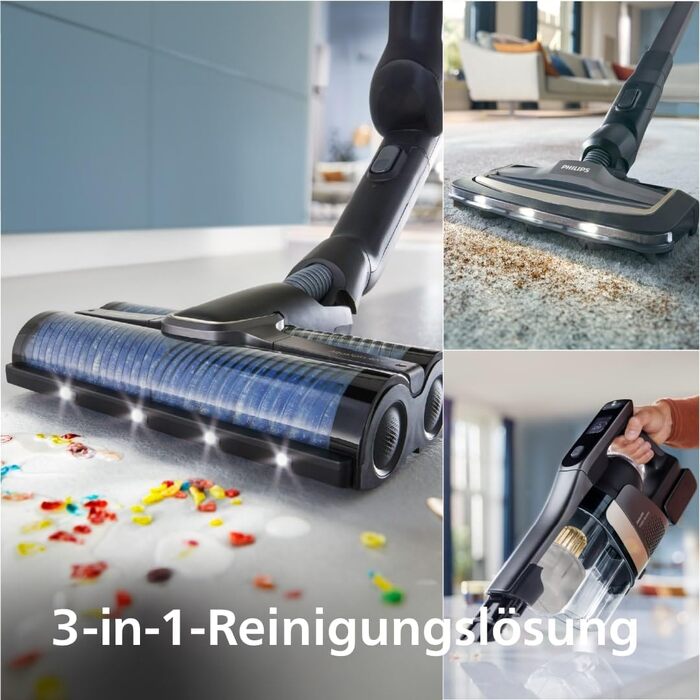 Вертикальний бездротовий пилосос Philips AquaTrio 9000 серії 3-в-1 для сухого та вологого прибирання, чорний