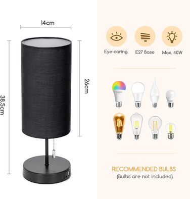Торшер Aigostar з 2 USB-портами для зарядки, вимикач на шнурі, металева основа, сучасний дизайн, сірий колір. Підходить для спальні, вітальні, робочого столу, дитячої кімнати